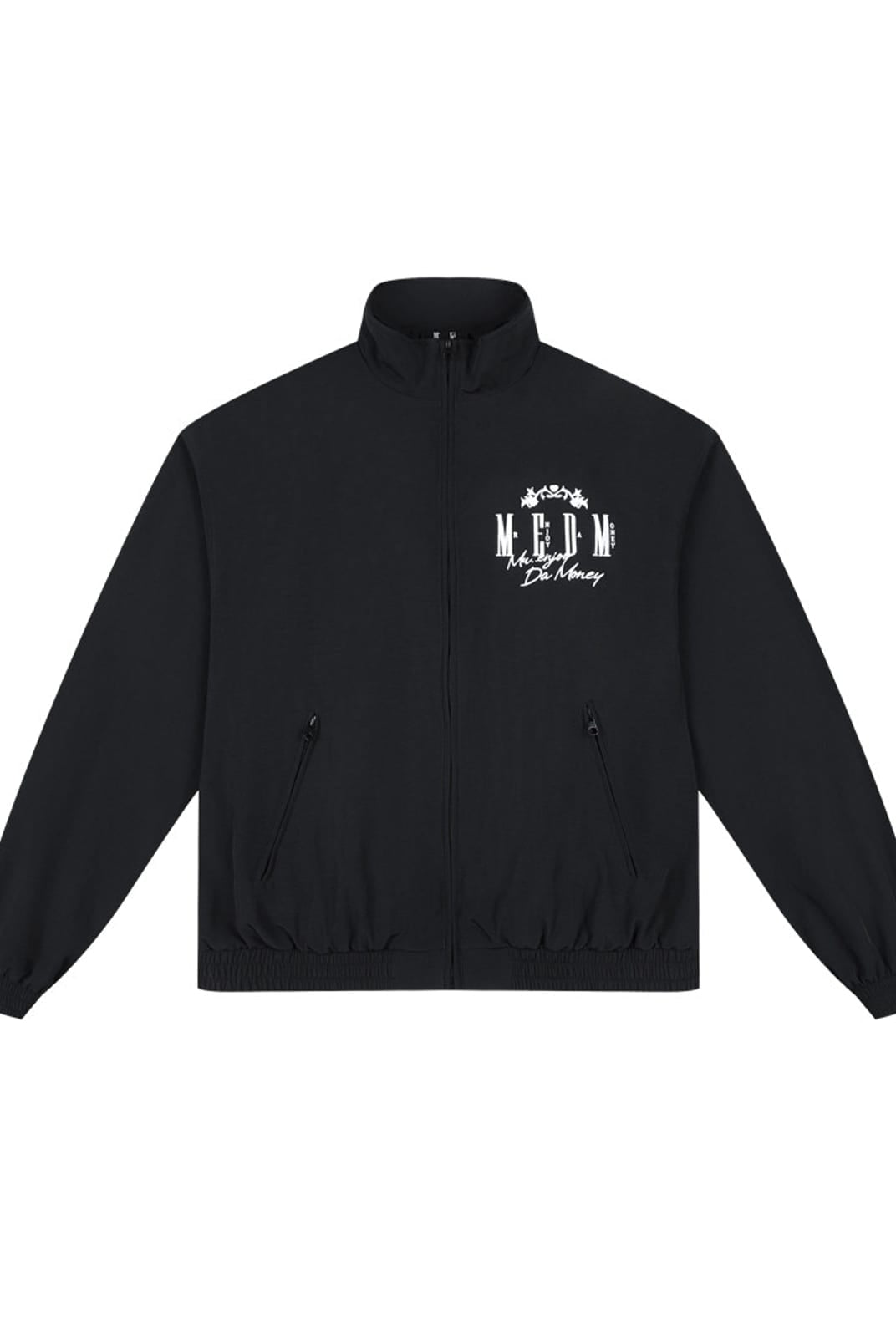 MEDM Nylon Stand Collar Coach Jacket in Black