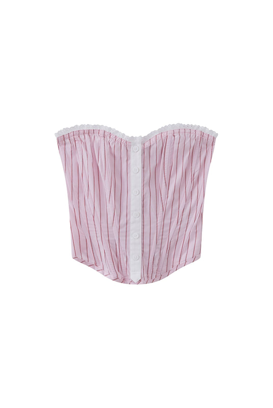 SweetChilling Striped Strapless Corset Top in Pink