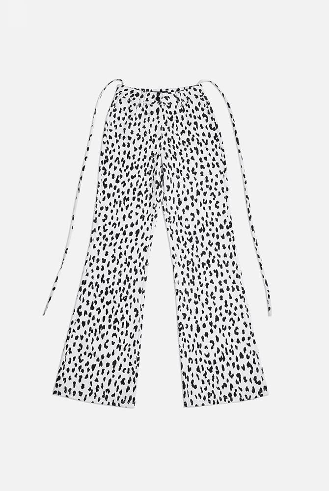 SMFK High Waisted Leopard Print Flared Pants in White