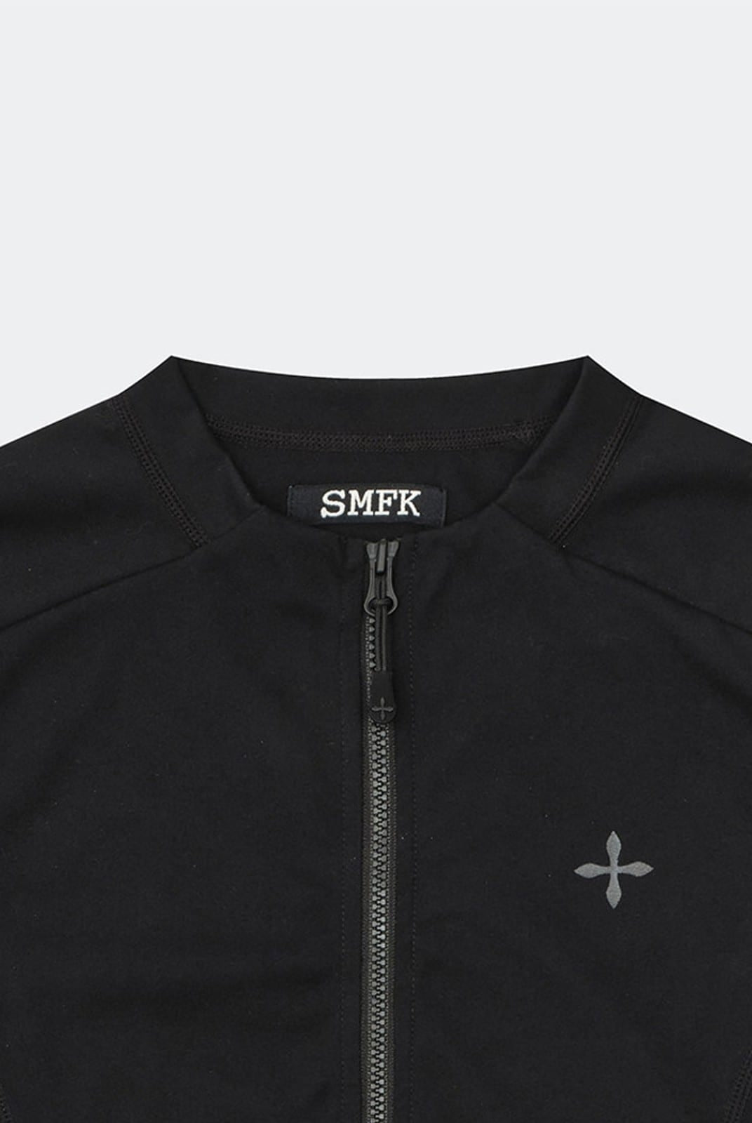 SMFK Zip Front Cropped Activewear Jacket in Black - Detail