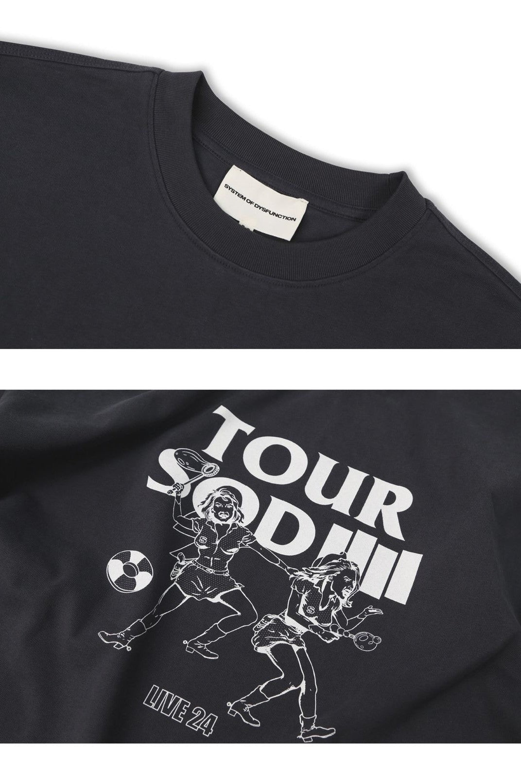 SOD Vintage Wash Tour Graphic T Shirt in Gray