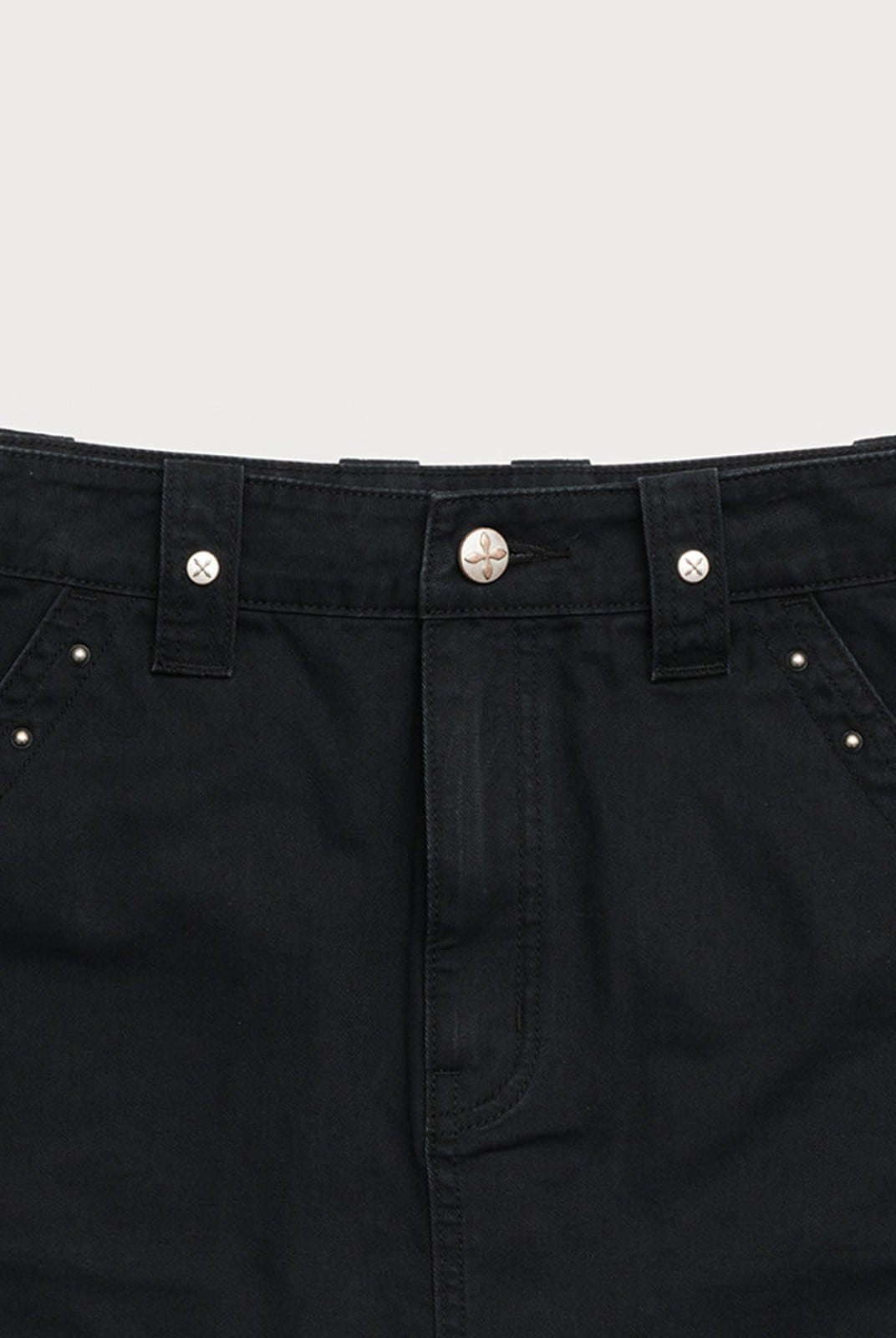 SMFK Studded Cotton Miniskirt in Black - Detail