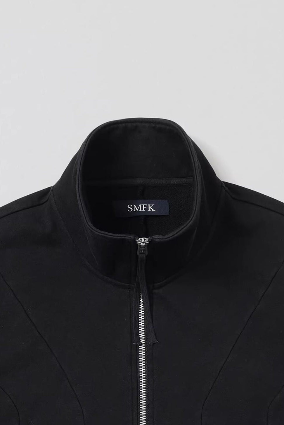 SMFK Cotton Zip Up Track Jacket in Black - Detail