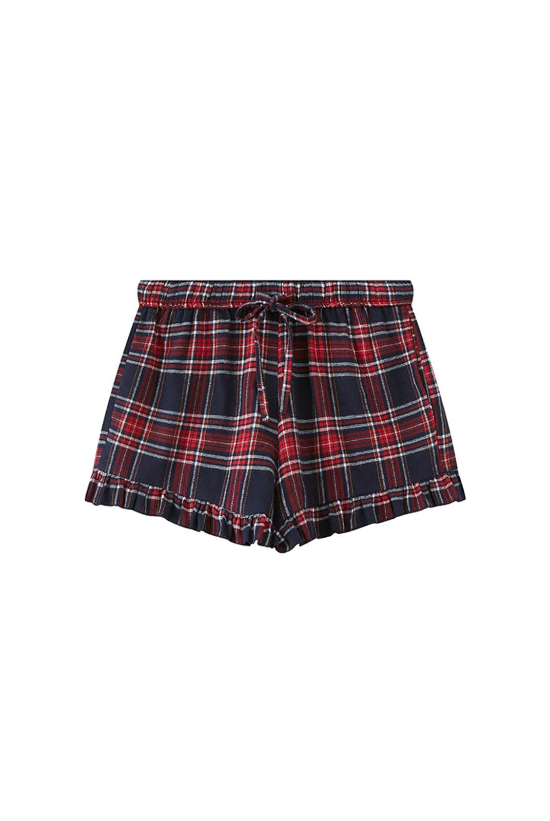 SweetChilling Plaid Ruffle Lounge Shorts in Red