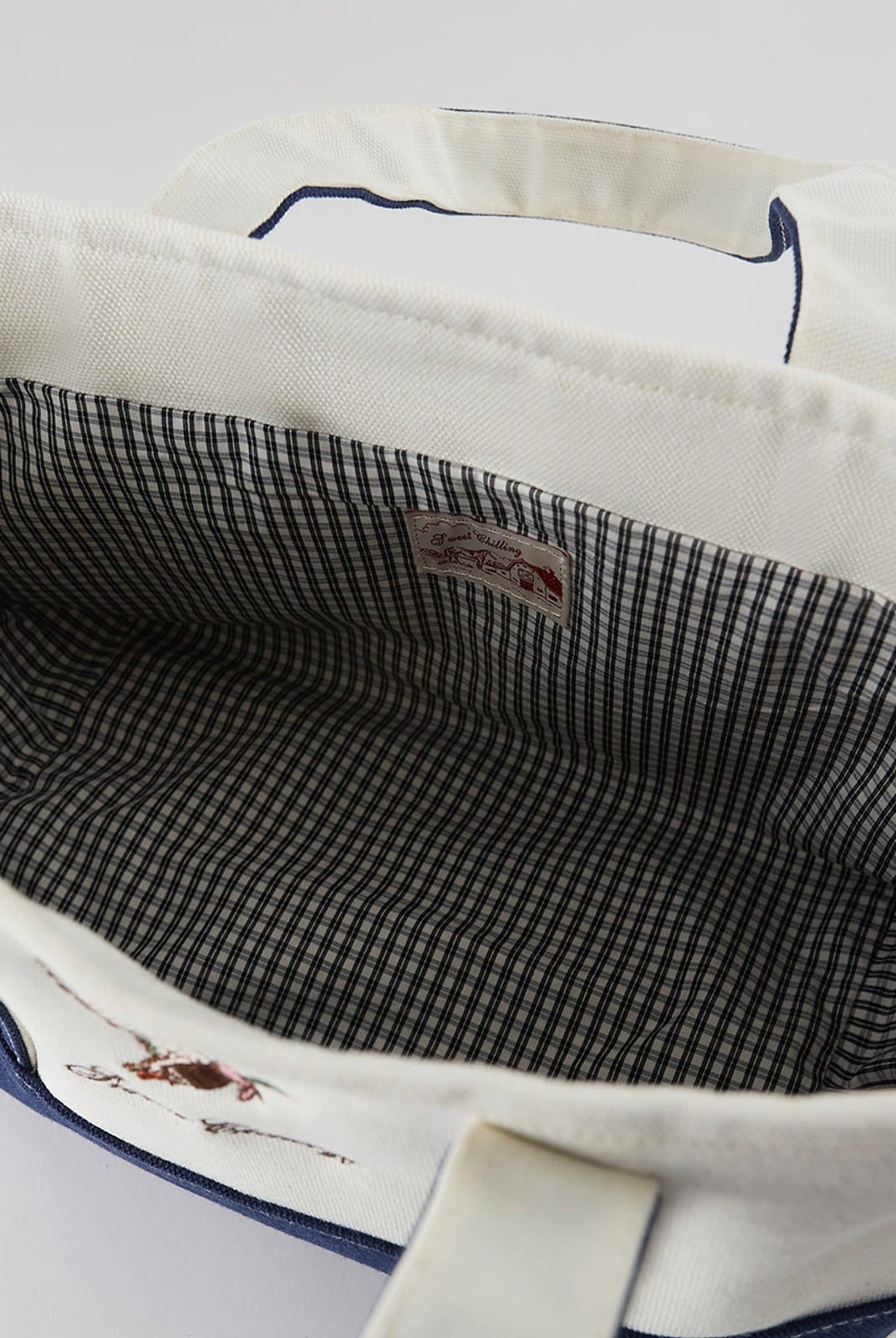 SweetChilling Mallard Embroidered Canvas Tote Bag in Navy - Detail
