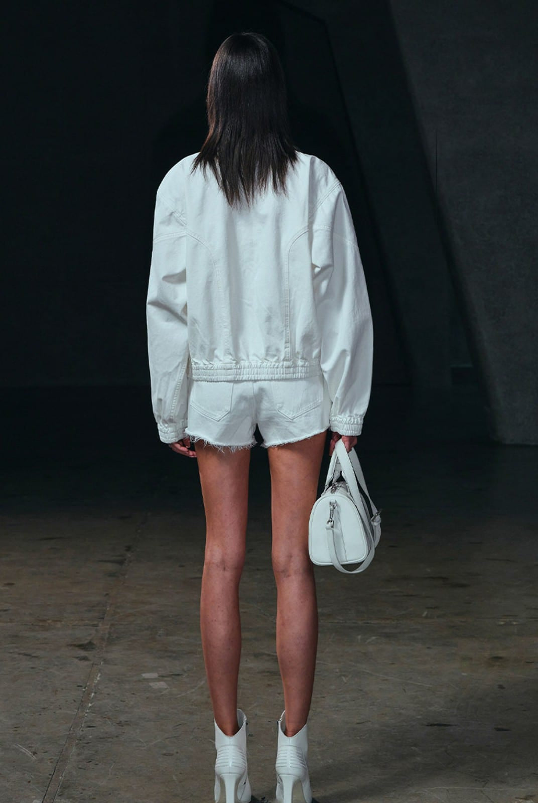 SMFK Cotton Cargo Track Jacket in White - On Model