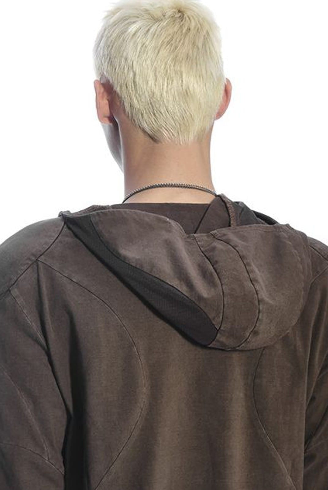 D5ove Hooded Shoulder Pad Pullover in Brown - On Model