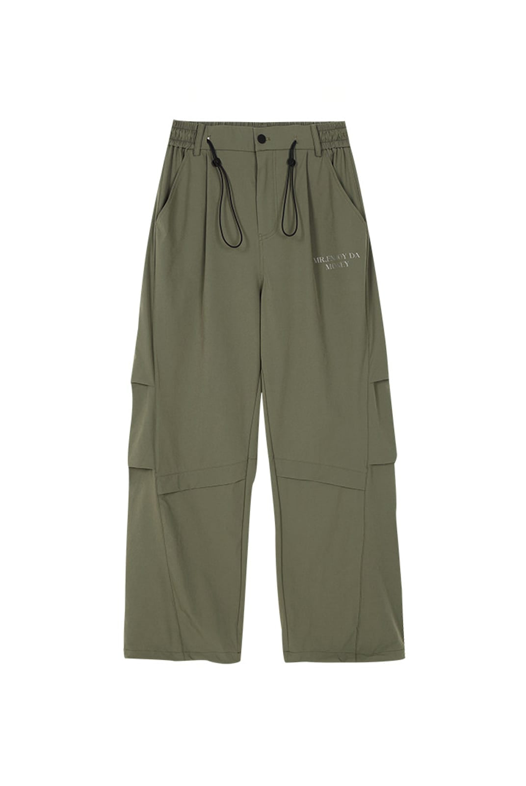 MEDM Crinkled Nylon Parachute Cargo Pants in Olive
