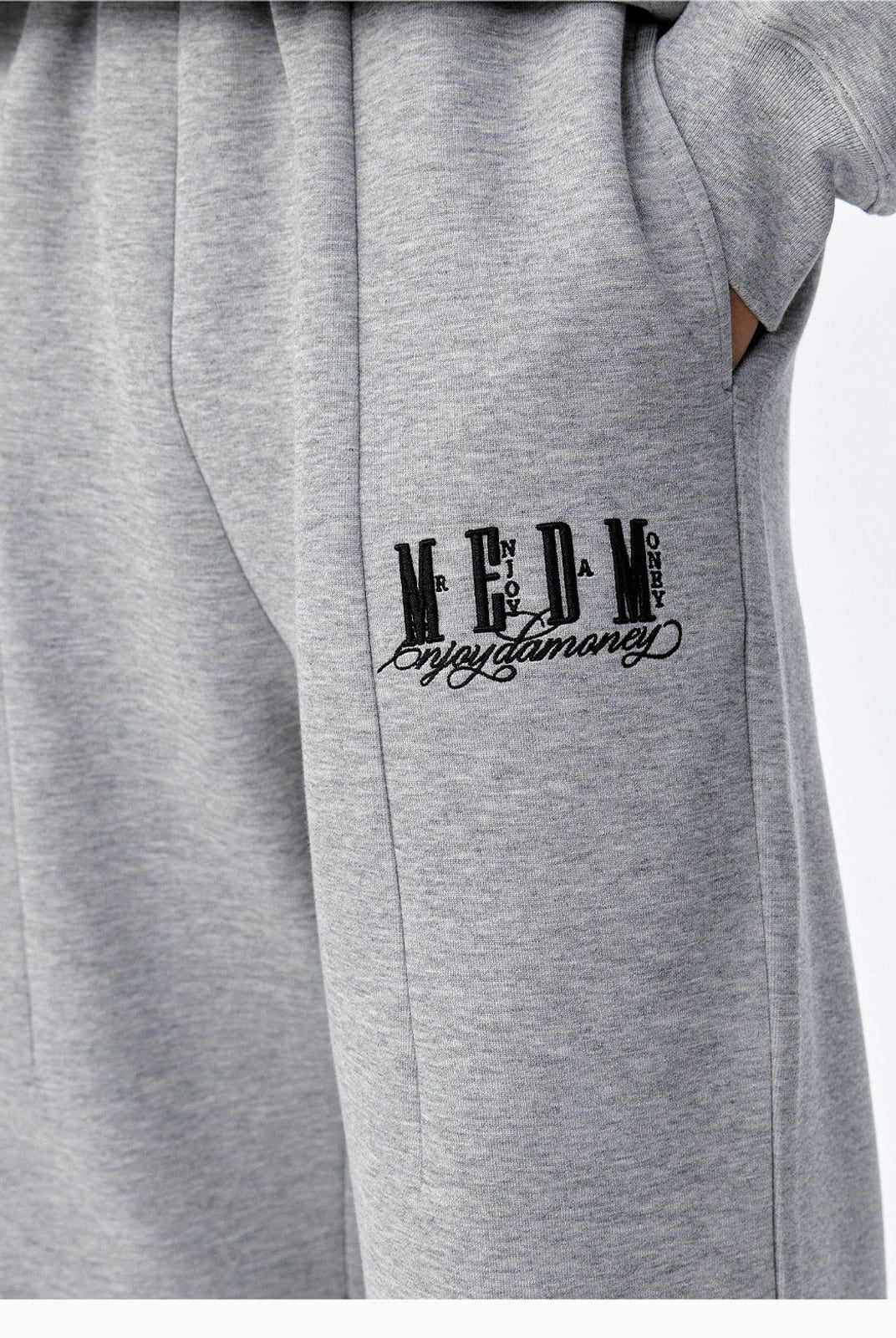 MEDM Cotton Blend Straight Leg Sweatpants in Gray - On Model
