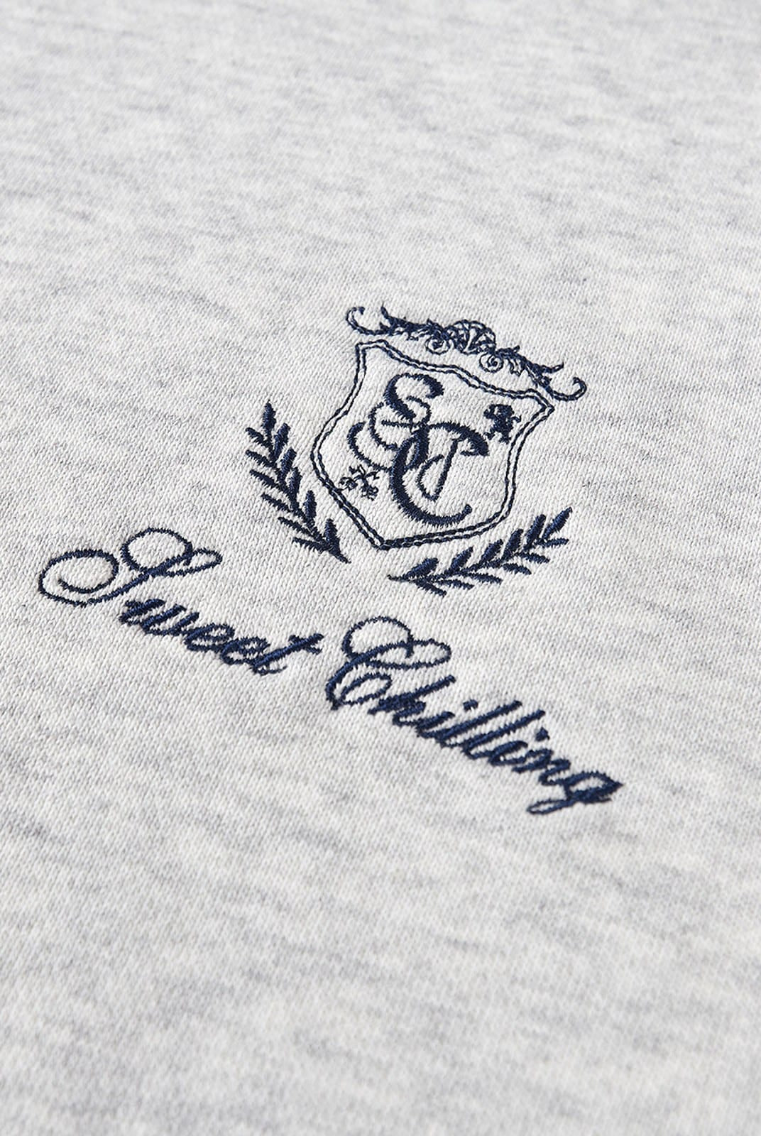 SweetChilling Embroidered Logo Cotton Sweatshirt in Heather Gray - Detail