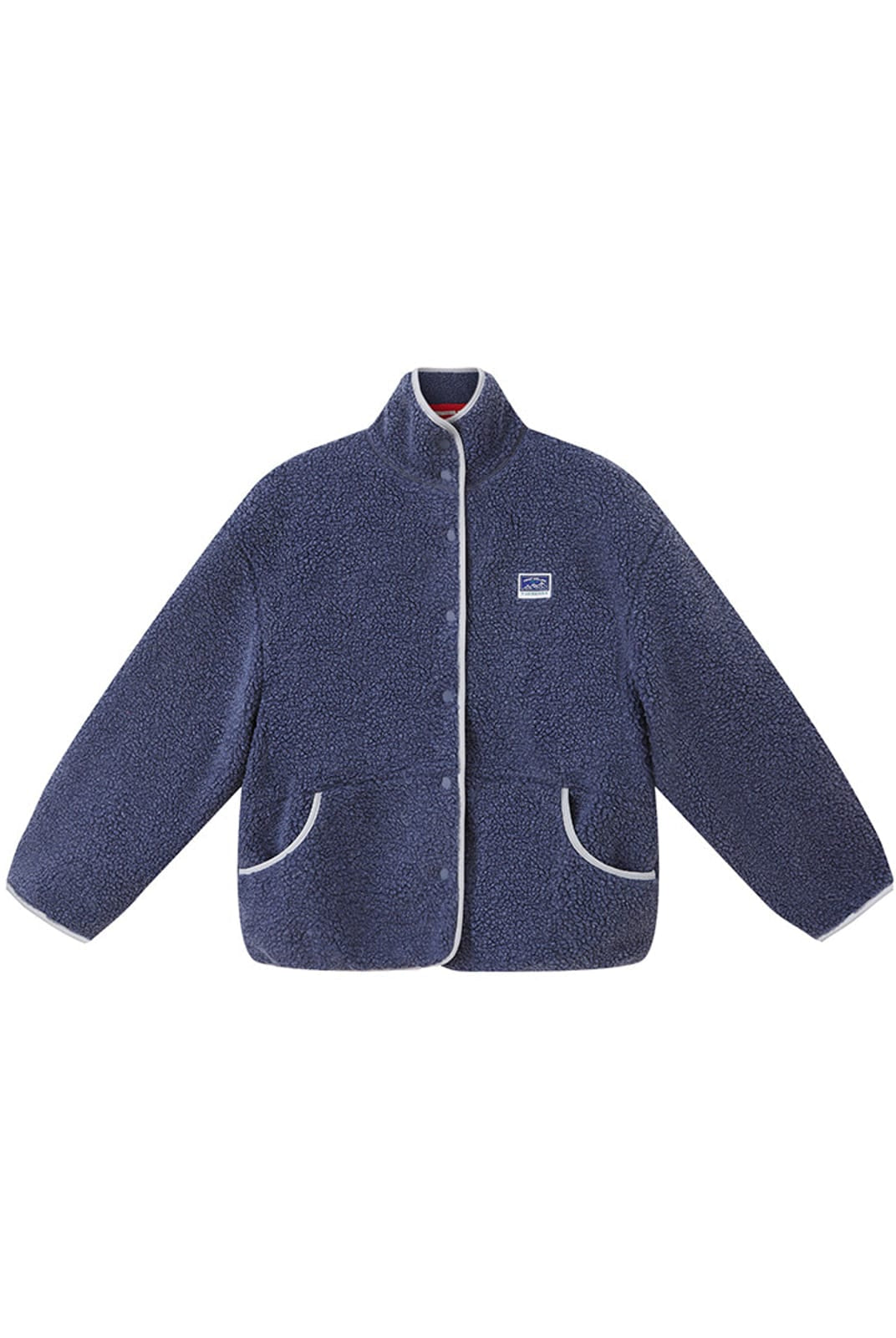 SweetChilling Double Layer Fleece High Collar Jacket in Navy Blue