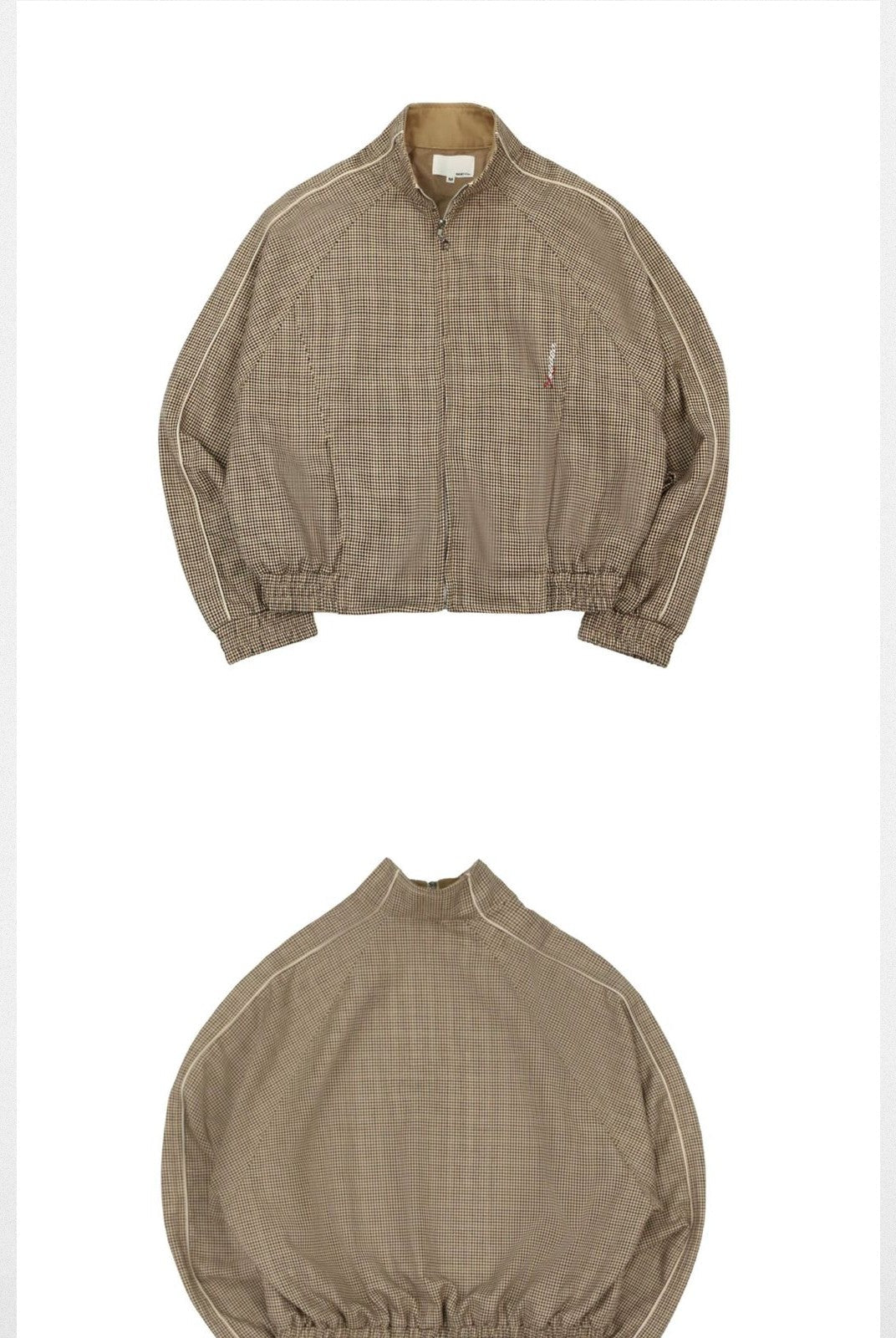 SOD Wool Blend Houndstooth Track Jacket in Khaki