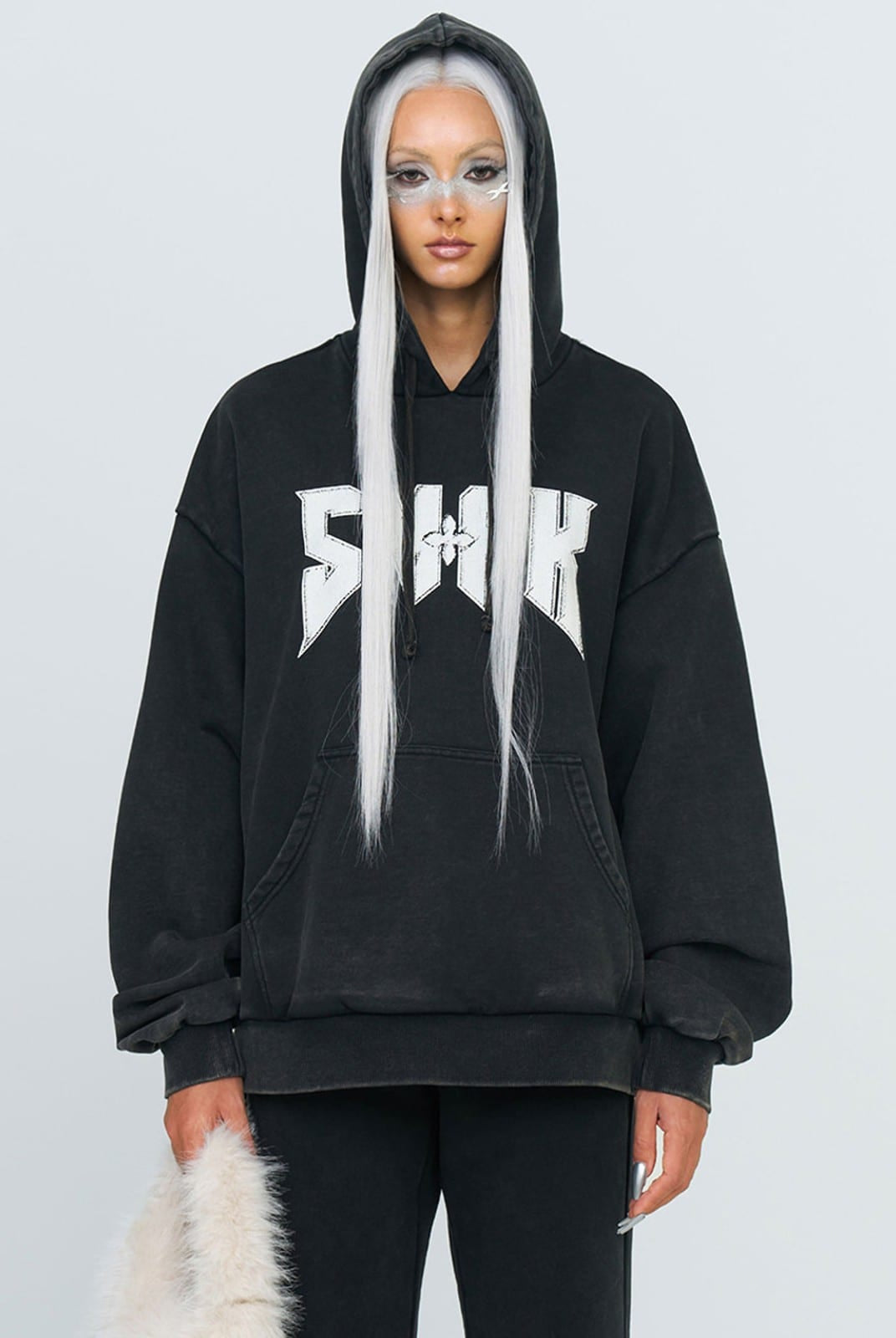 SMFK Cotton Flared Sweatpants in Black - On Female Model