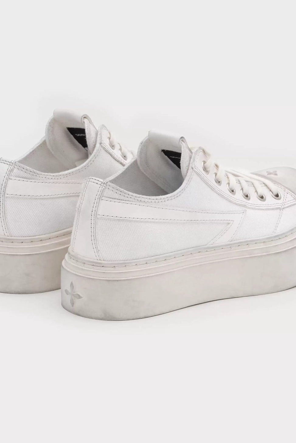SMFK Distressed Canvas Skate Sneakers in White