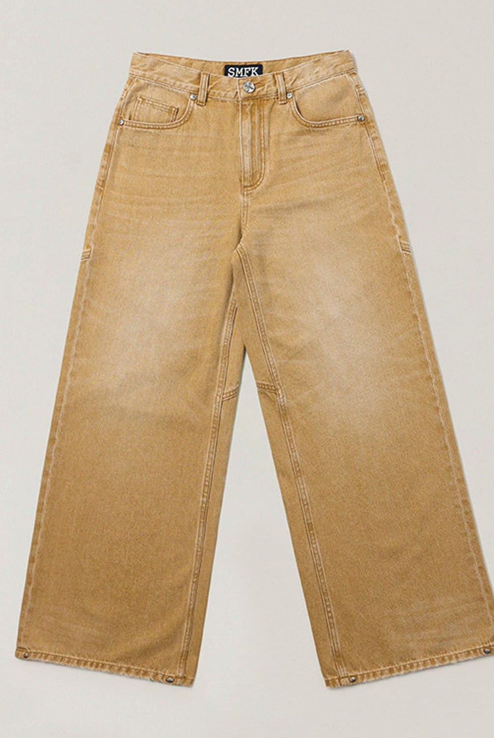 SMFK Distressed Dirty Wash Wide Leg Jeans in Brown