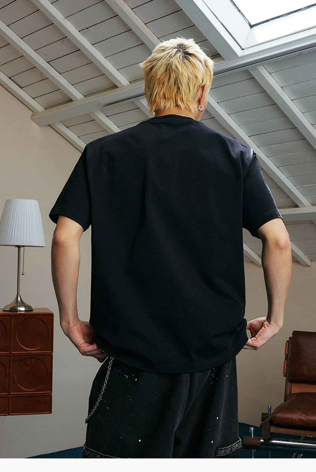 MEDM Glitch Logo Graphic Cotton T Shirt in Black - On Model