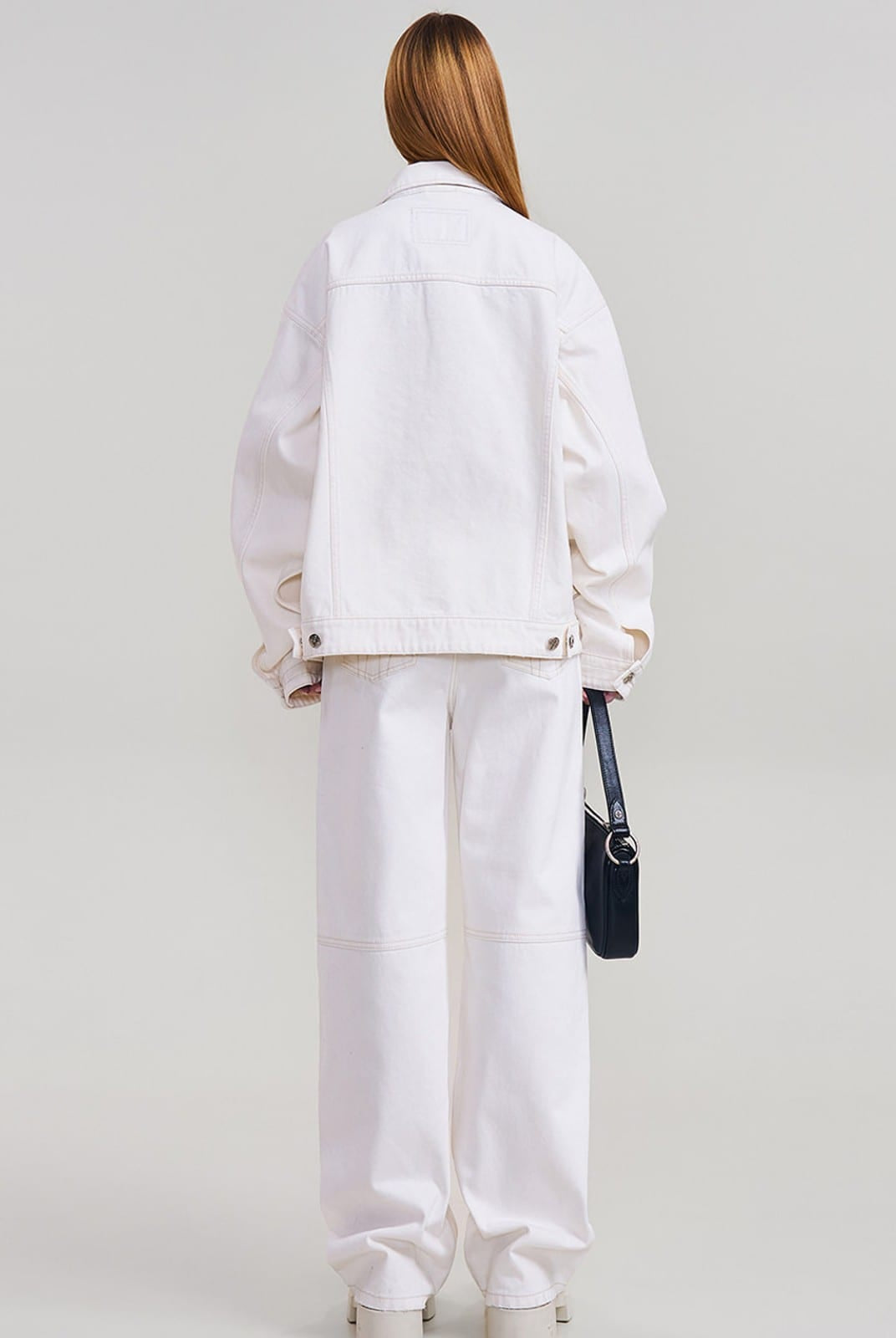 SMFK Washed Wide Leg Denim Jeans in White - On Model