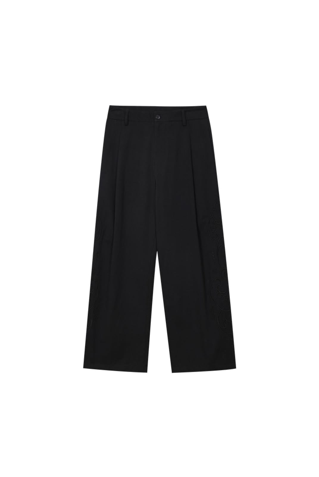 MEDM Embroidered Cotton Cargo Pants in Black