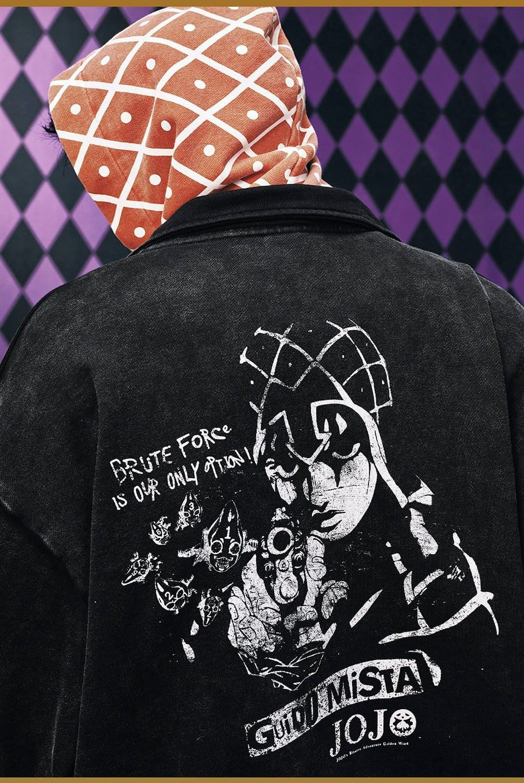MEDM Guido Mista Graphic Zip Up Hoodie in Black - On Model