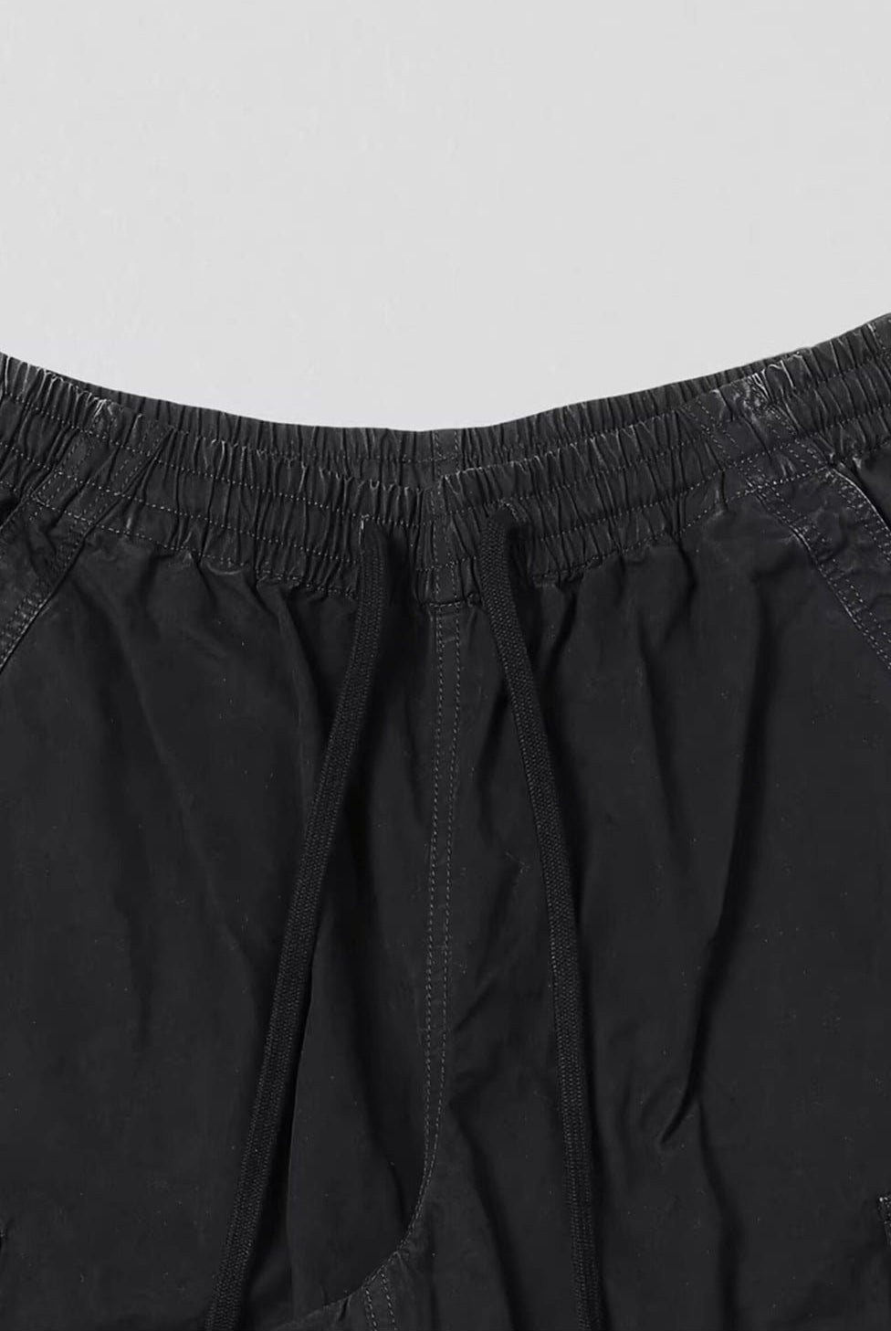 SMFK Garment Dyed Drawstring Cargo Pants in Black - Detail