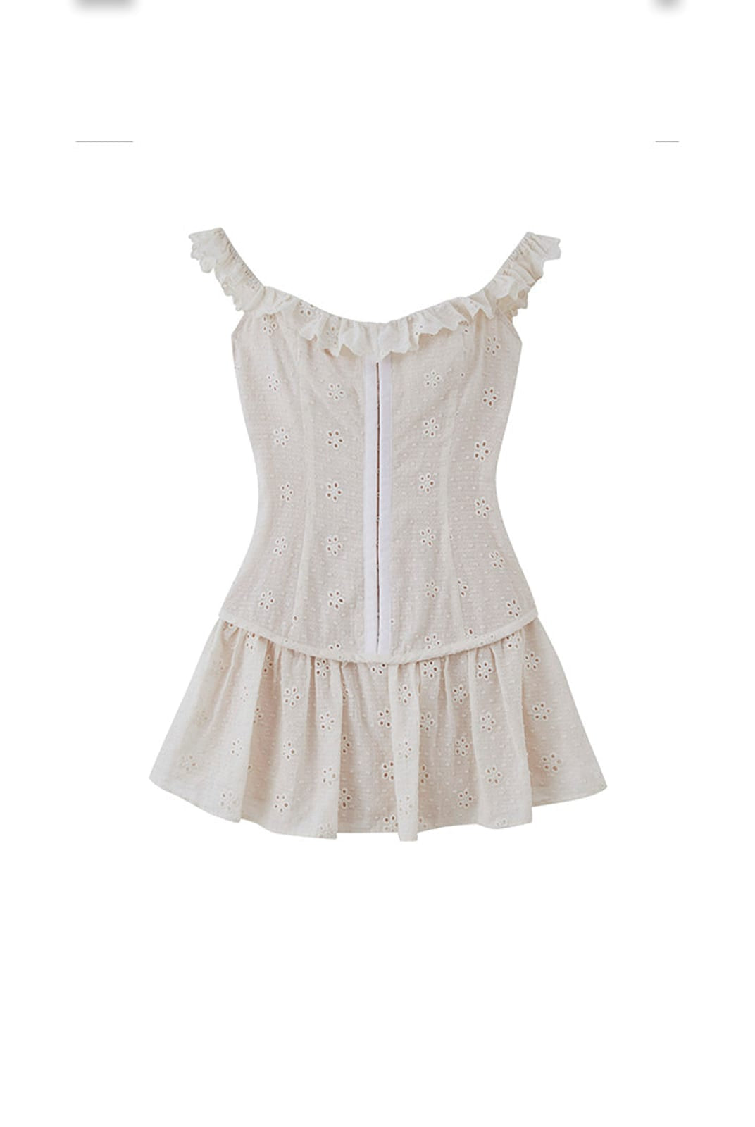 SweetChilling Cotton Eyelet Off Shoulder Mini Dress in White