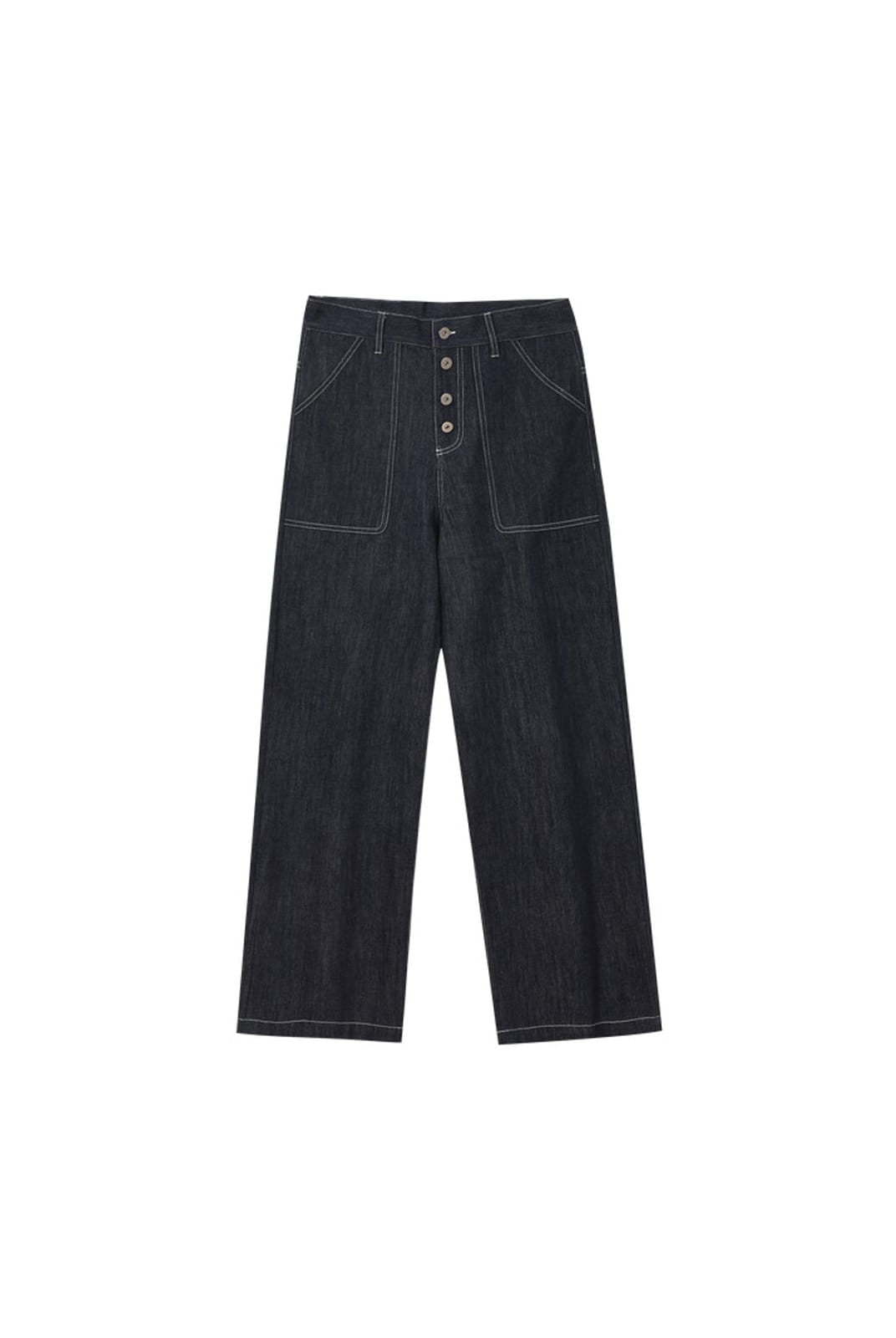 MEDM Contrast Stitch Raw Denim Jeans in Blue