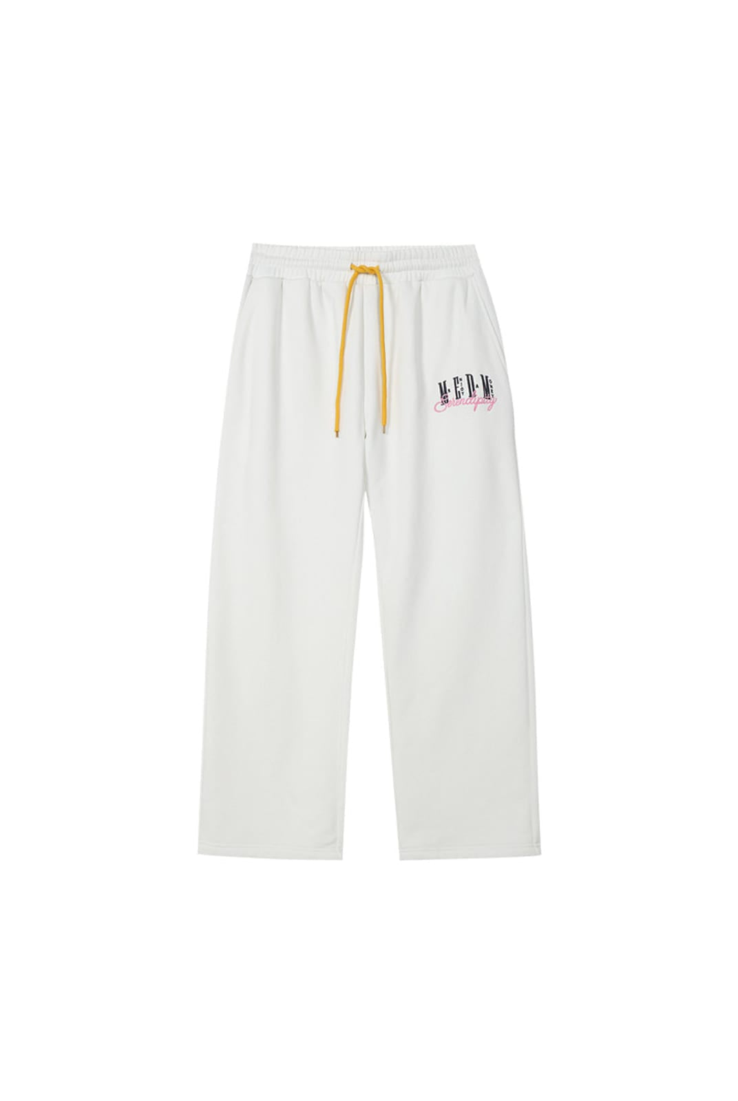 MEDM Fleece Lined Embroidered Sweatpants in White