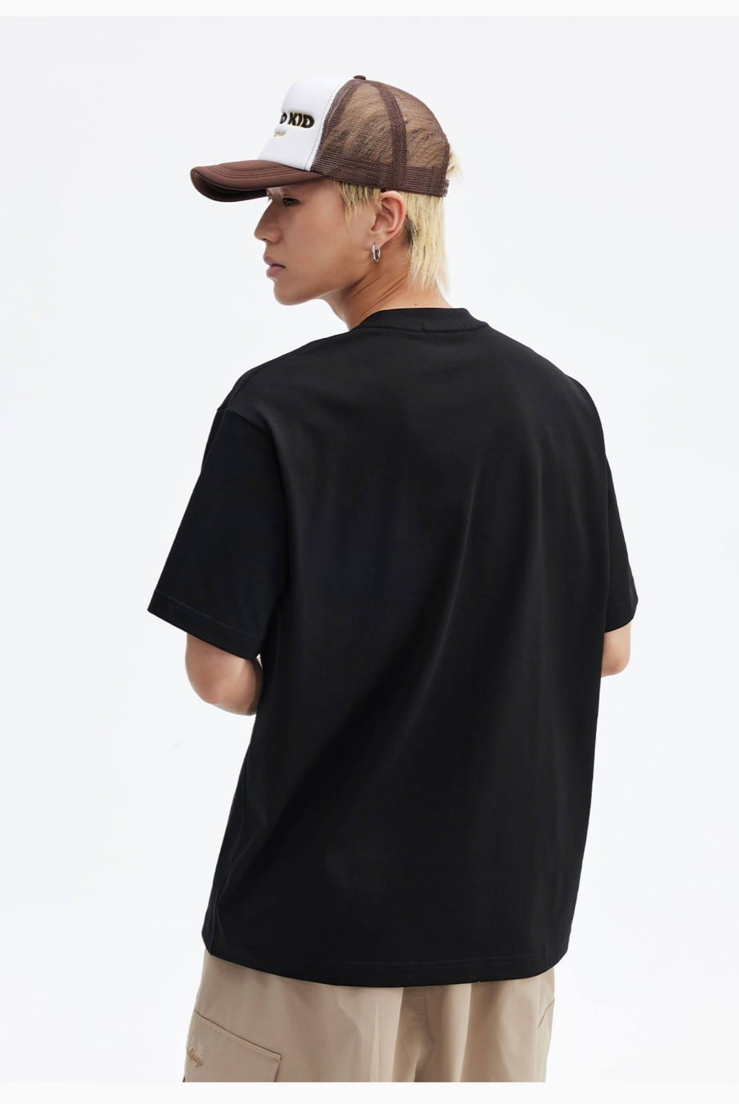 MEDM Cooling Cotton Blend T Shirt in Black - On Male Model