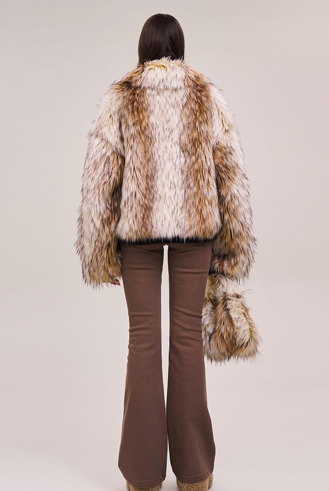 SMFK Stretch Cotton Flared Jeans in Brown - On Model