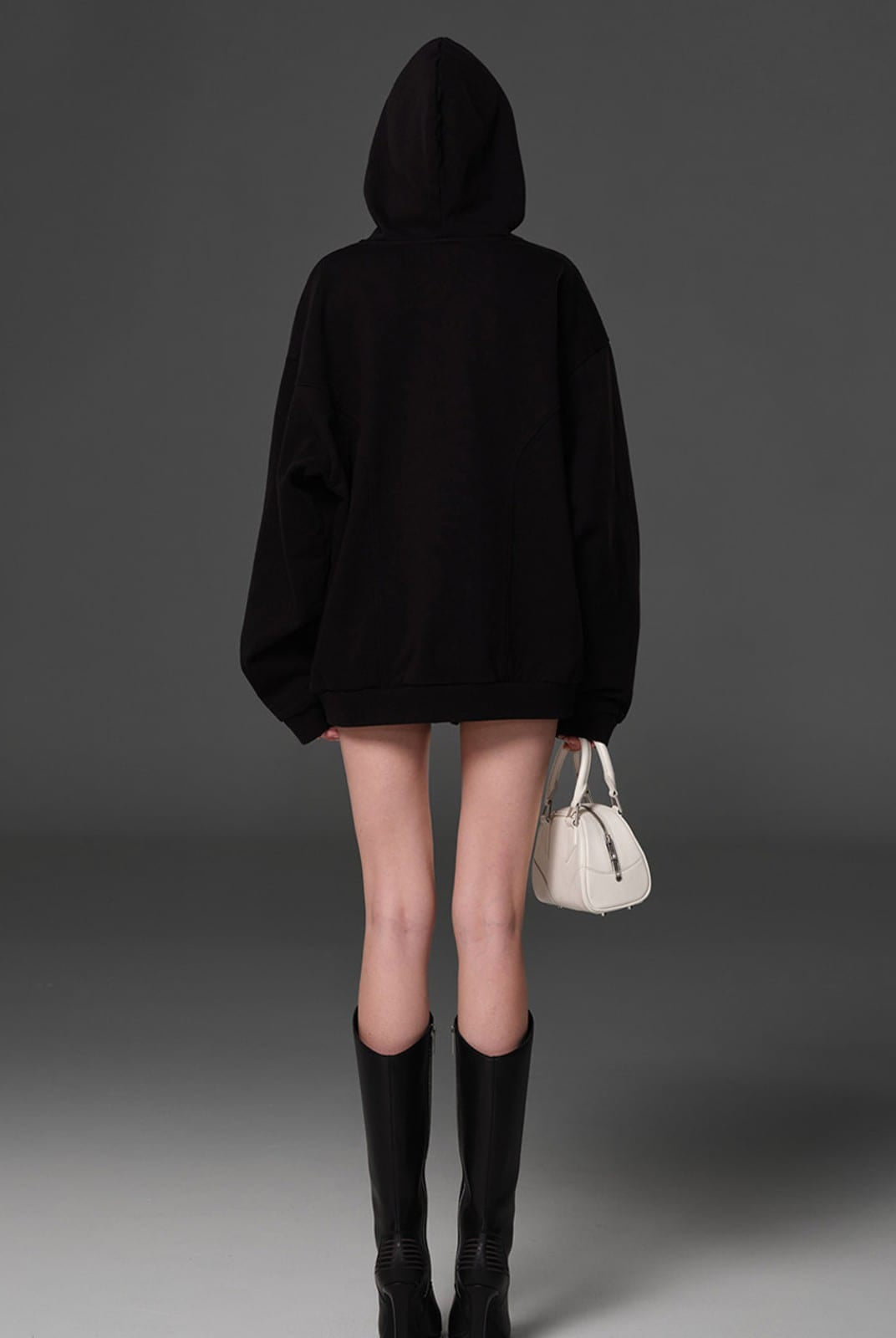 SMFK Cotton Wool Blend Oversized Hoodie in Black - On Model