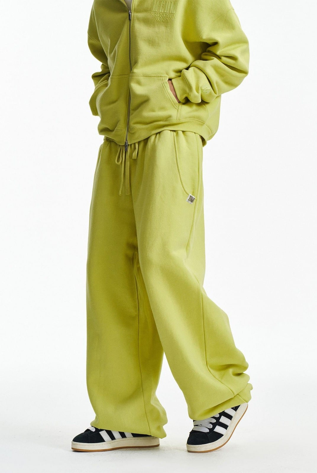 MEDM Cotton Drawstring Sweatpants in Green - On Model