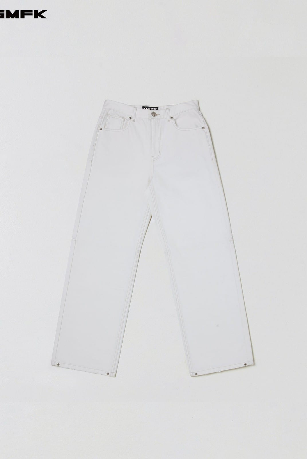 SMFK Washed Wide Leg Denim Jeans in White