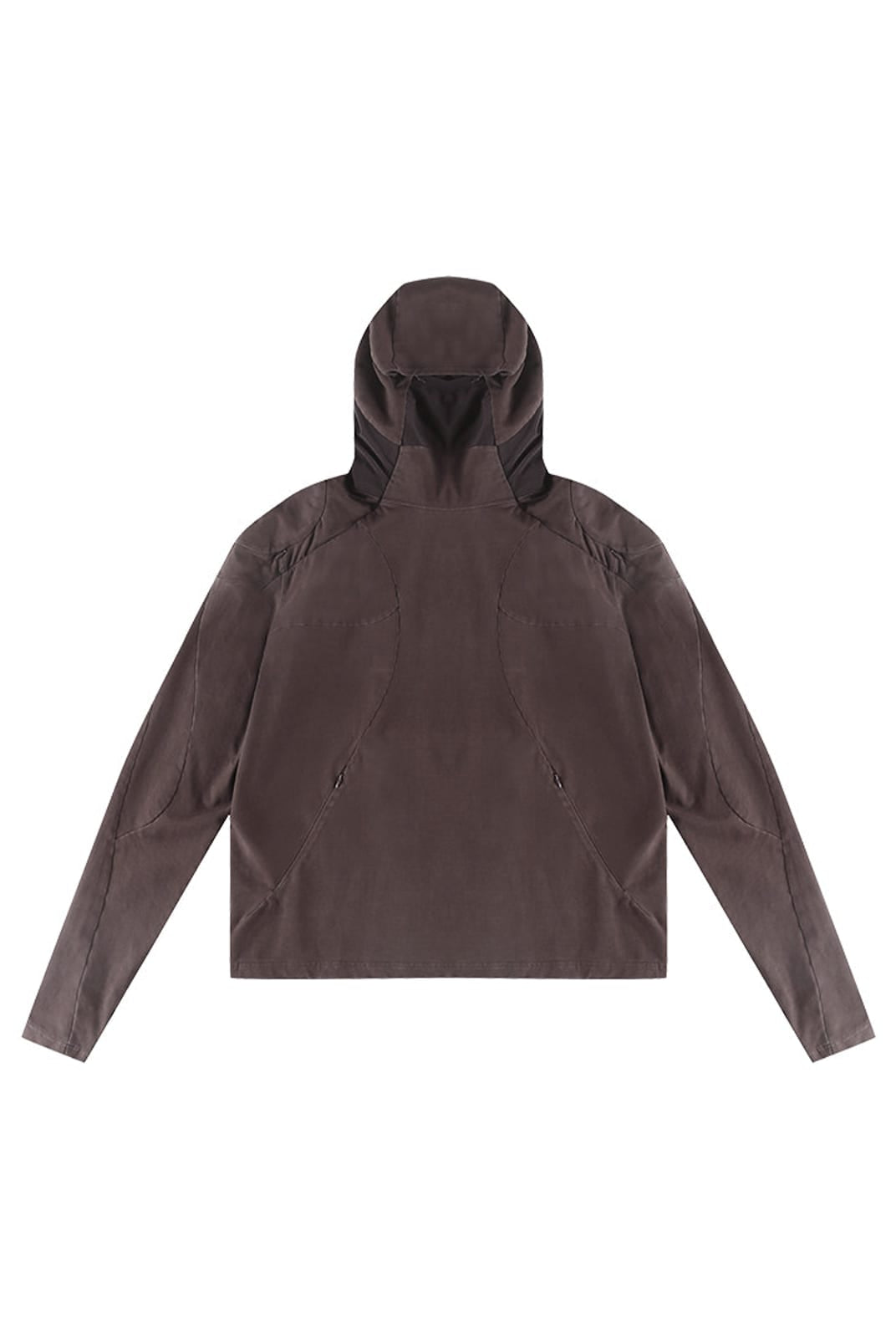 D5ove Hooded Shoulder Pad Pullover in Brown
