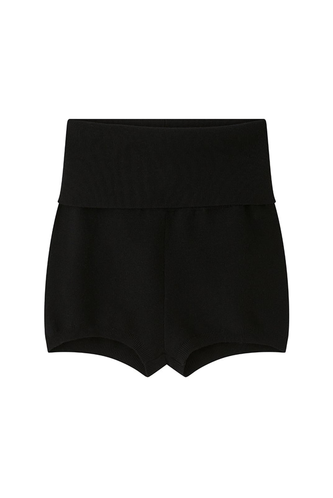 SweetChilling Fold Over Ribbed Knit Shorts in Black