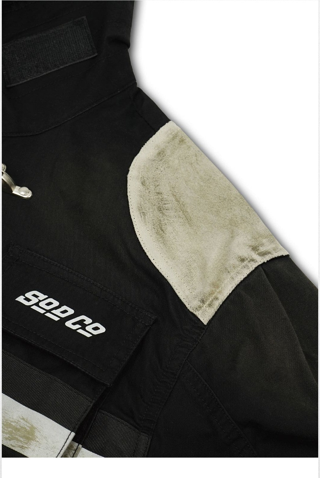 SOD Vintage Washed Firefighter Jacket in Black - Detail