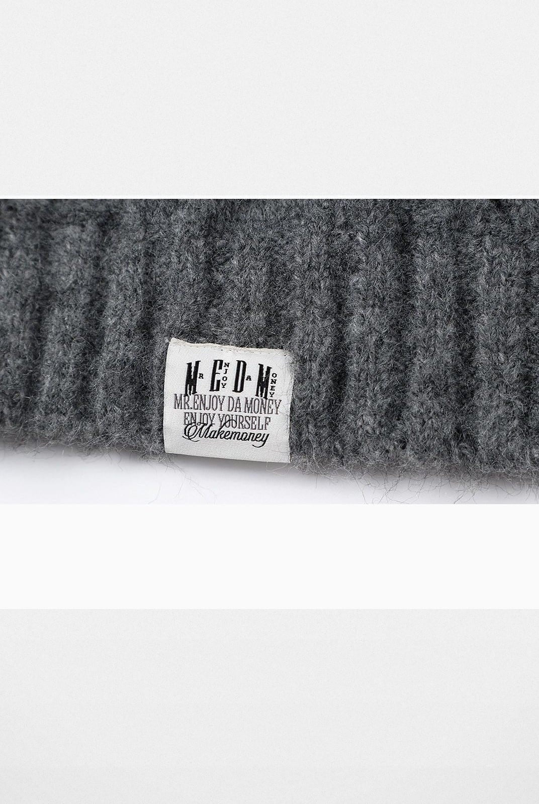 MEDM Cable Knit Quarter Zip Sweater in Gray - Detail