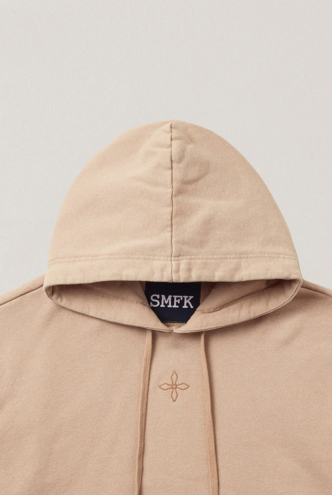 SMFK Vintage Camouflage Cotton Hoodie in Beige - Detail