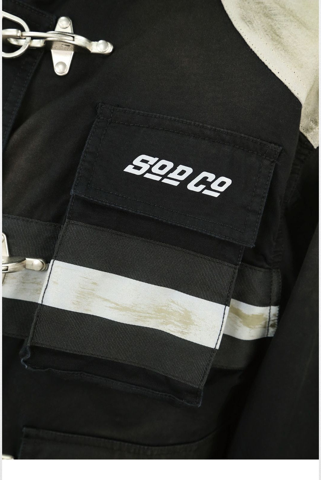 SOD Vintage Washed Firefighter Jacket in Black - Detail
