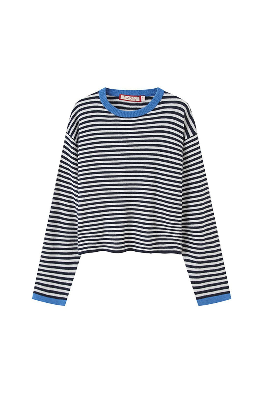 SweetChilling Striped Wool Blend Crewneck Sweater in White