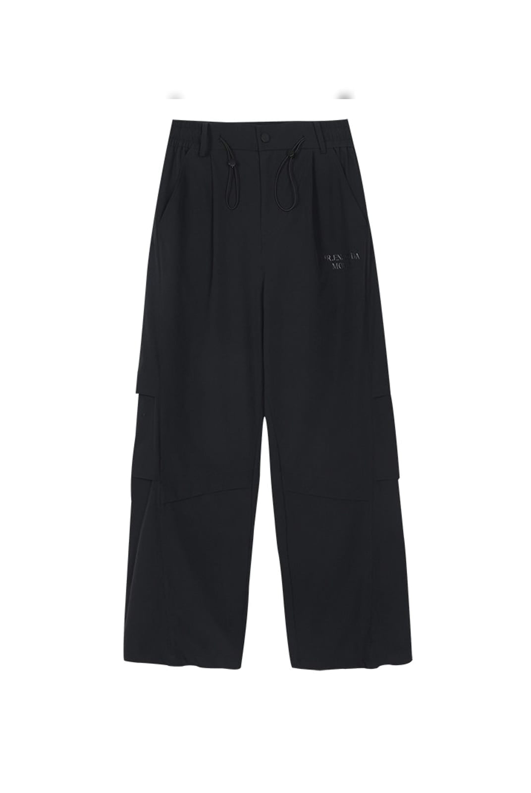 MEDM Crinkled Nylon Parachute Cargo Pants in Black