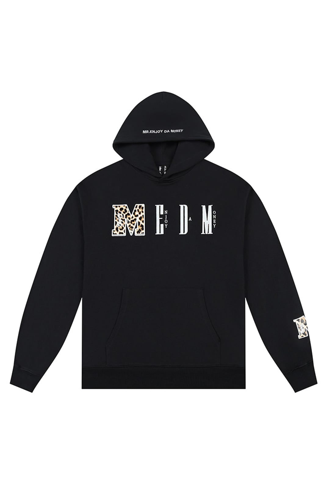 MEDM Animal Print Logo Pullover Hoodie in Black