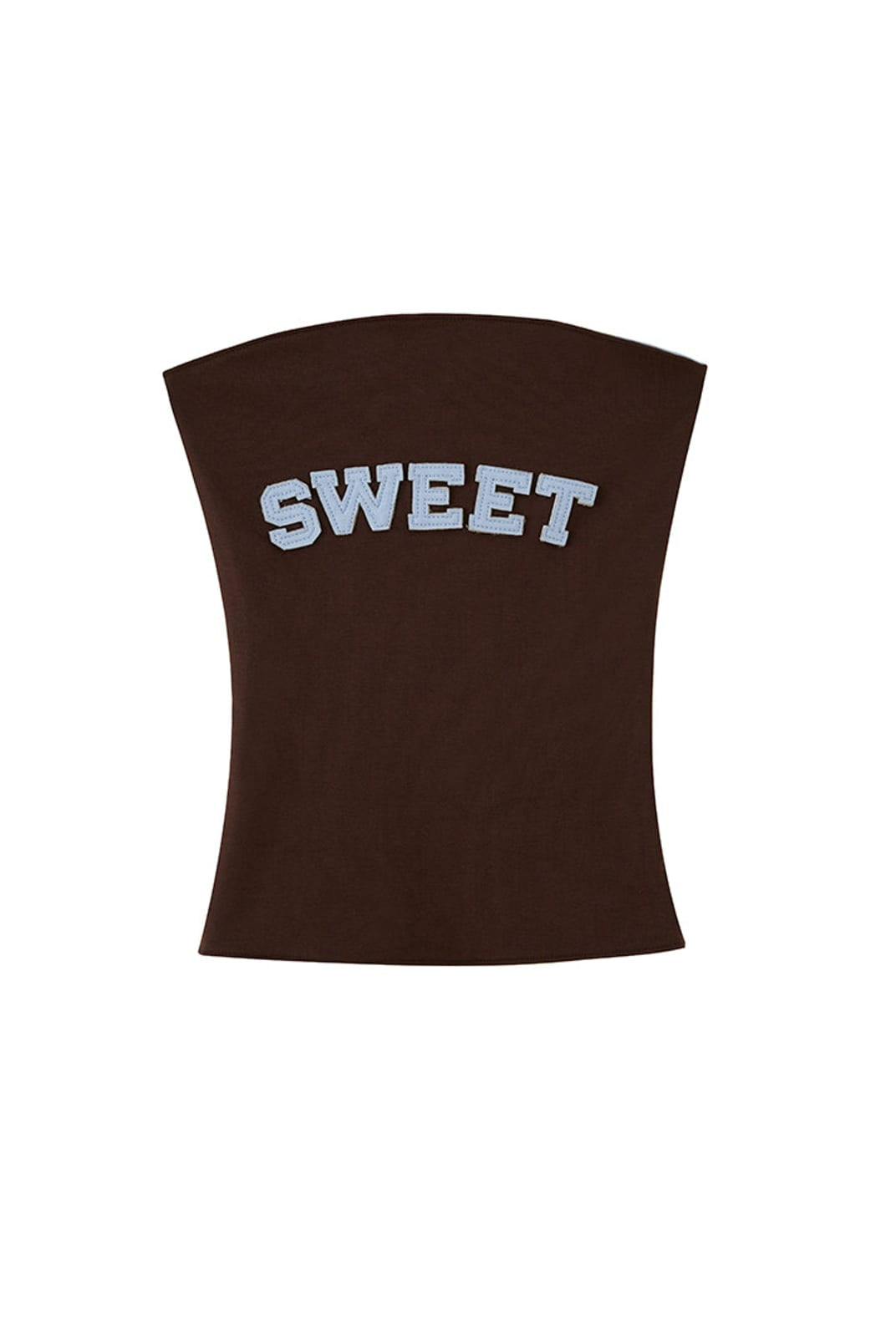 SweetChilling Applique Contrast Trim Bandeau Top in Brown