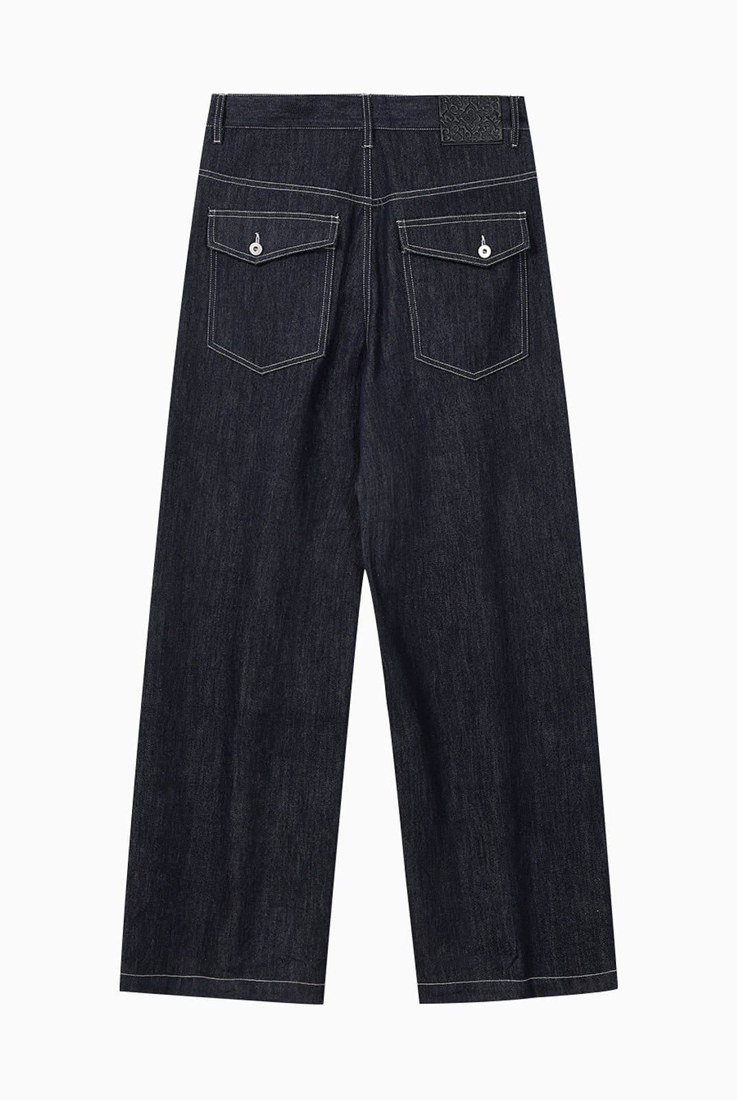 MEDM Contrast Stitch Raw Denim Jeans in Blue