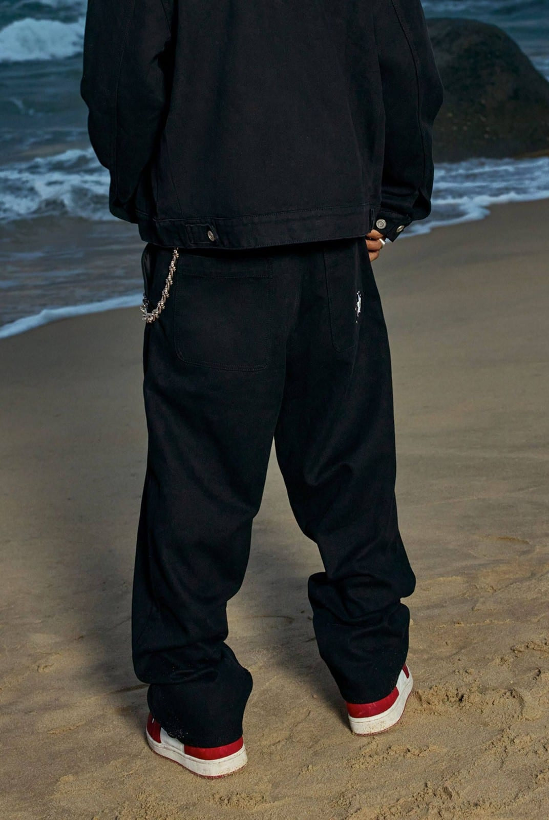 MEDM Leather Paneled Cotton Detroit Jacket in Black - On Model