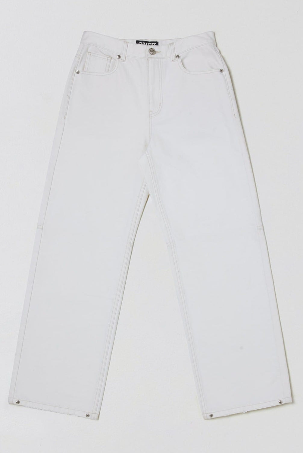 SMFK Washed Wide Leg Denim Jeans in White