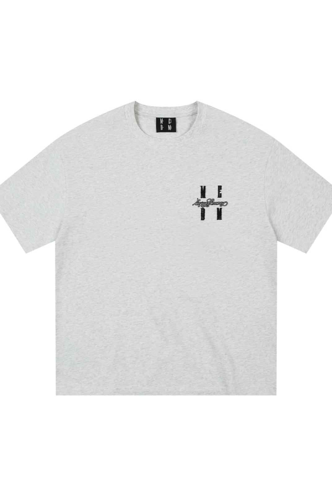 MEDM Tufted Logo Cotton T Shirt in Gray