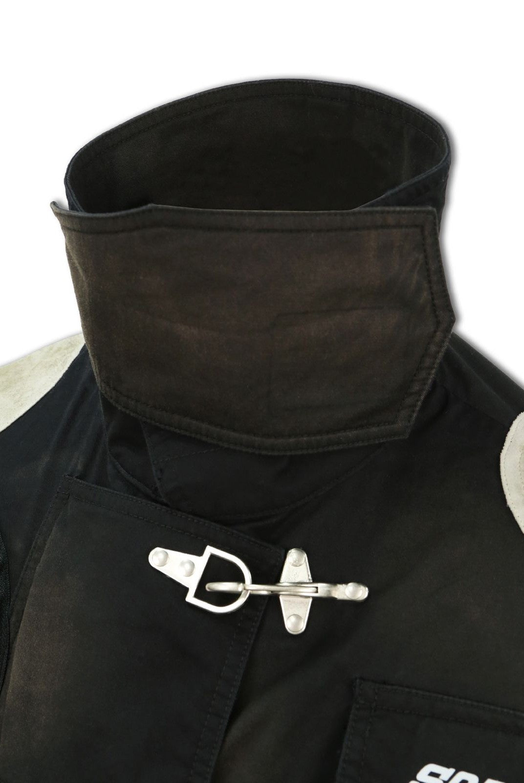 SOD Vintage Washed Firefighter Jacket in Black - Detail