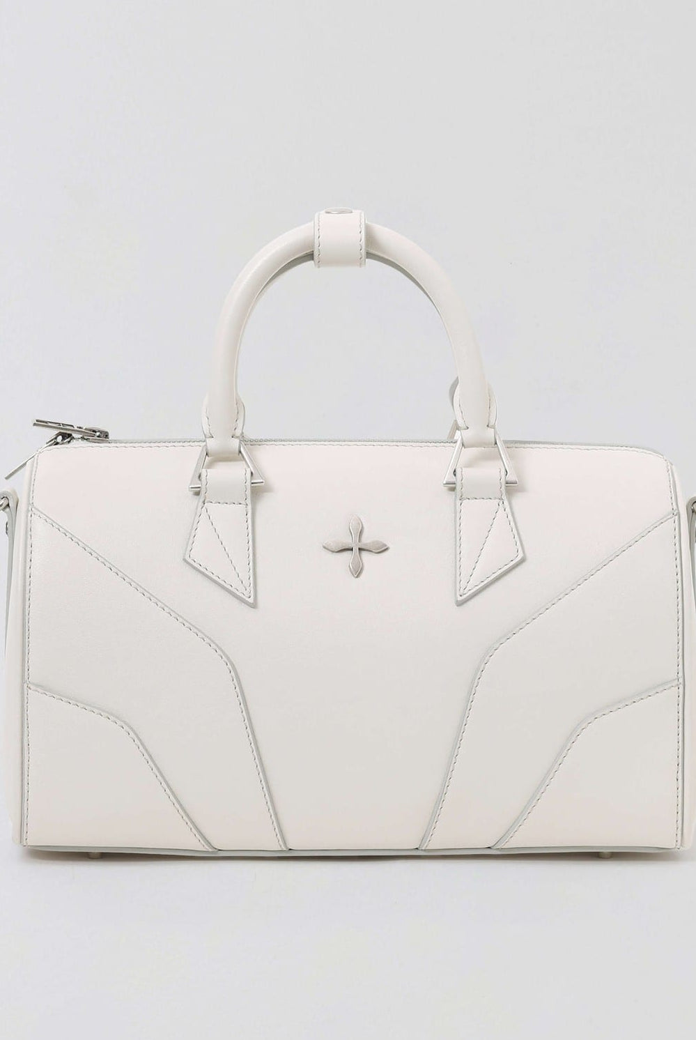 SMFK Medium Leather Cross Motif Handbag in White