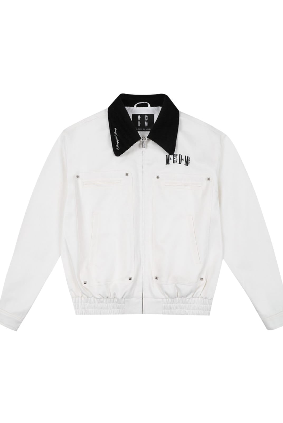 MEDM Embroidered Harrington Jacket in White