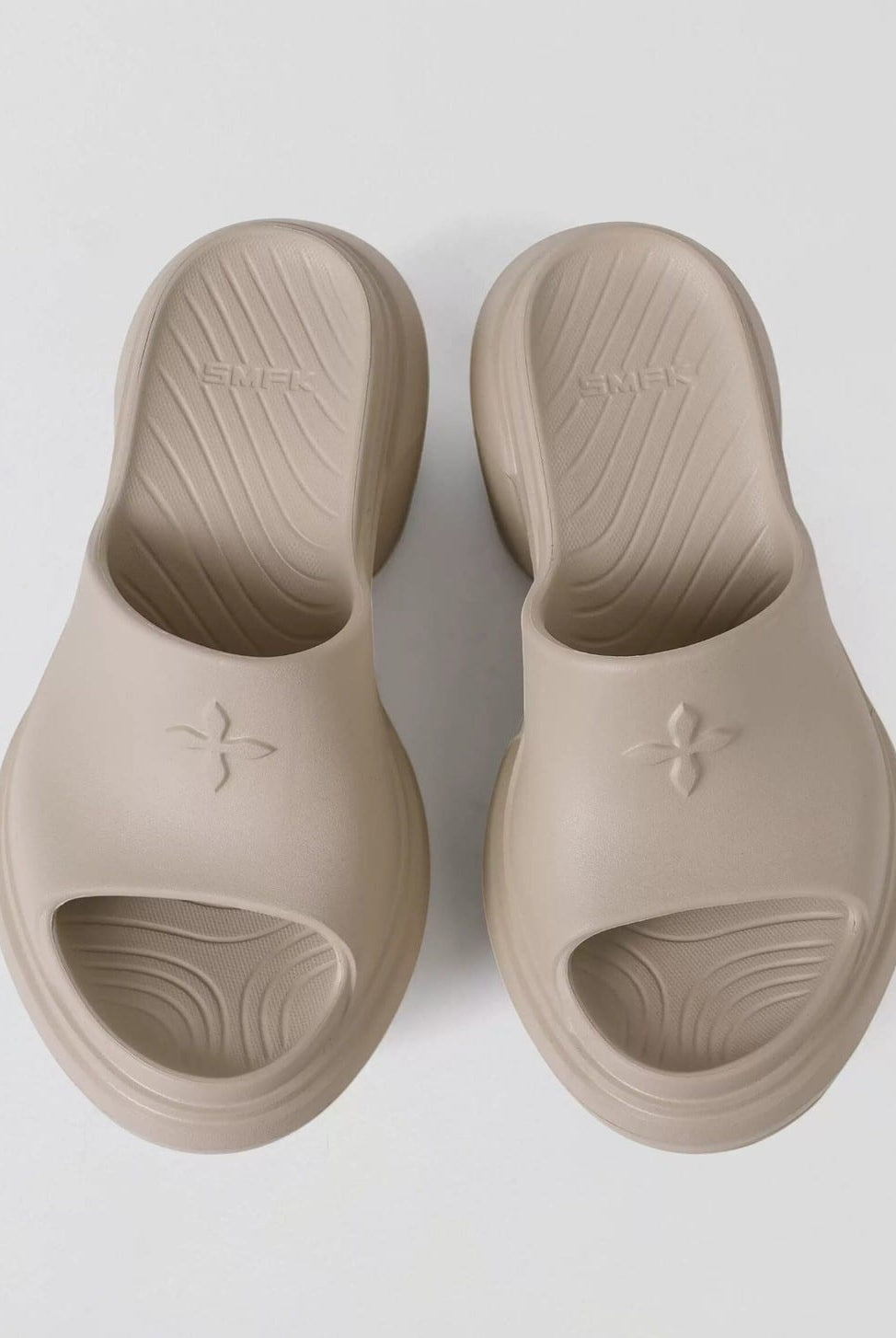 SMFK Molded Platform Slide Sandals in Beige
